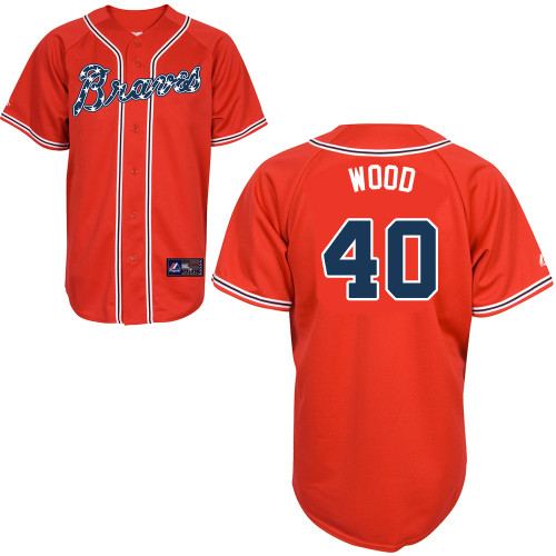 Alex Wood #40 mlb Jersey-Atlanta Braves Women's Authentic 2014 Red Baseball Jersey